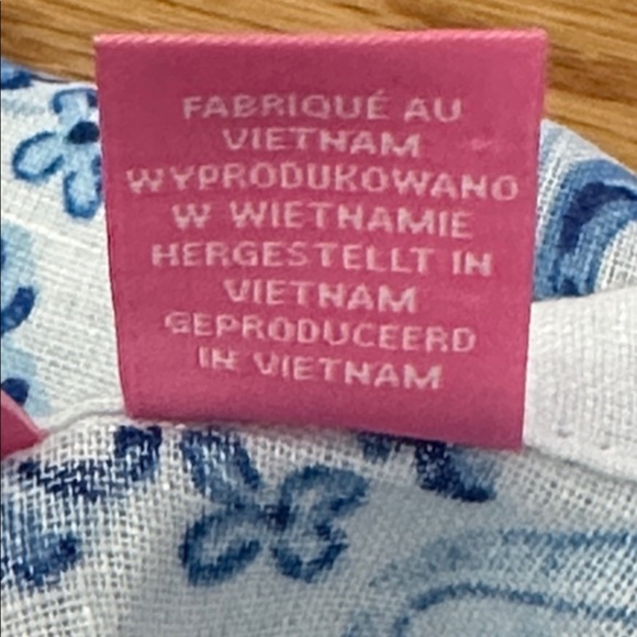 Isaac Mizrahi Blue & White Tile Pattern Linen Tunic Topp Sz XL - Picture 9 of 10